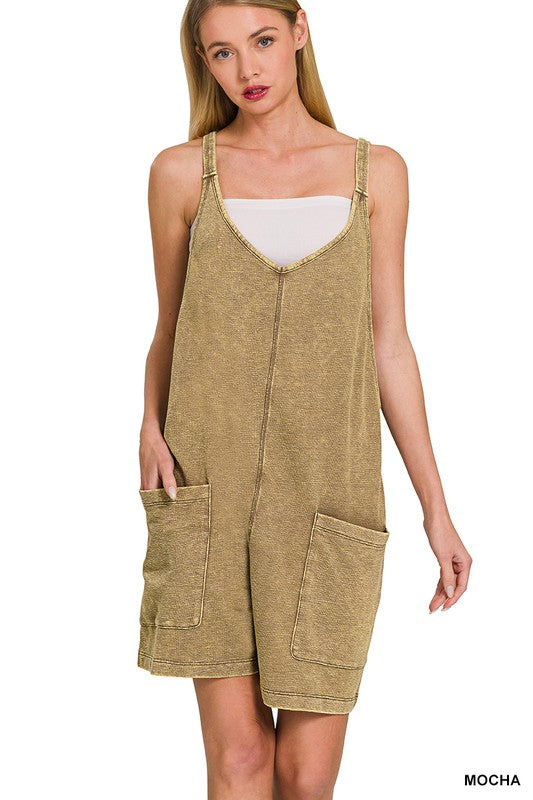 Acid Washed Knit Romper