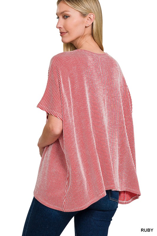Corded Rib Oversized Short Sleeve Top