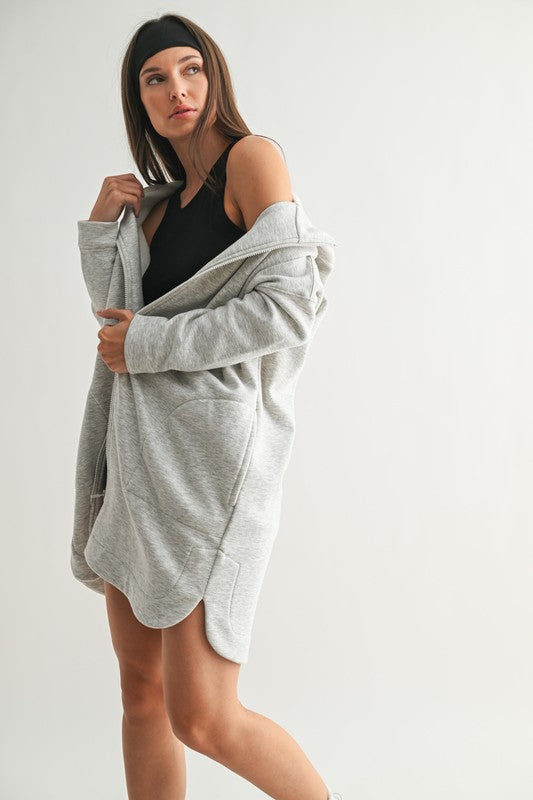 Longline Zip-up Jacket With Hood