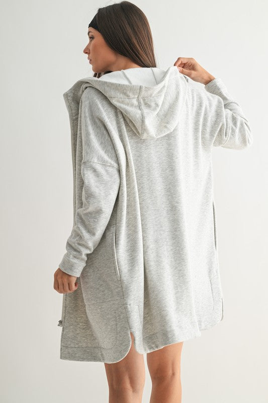 Longline Zip-up Jacket With Hood