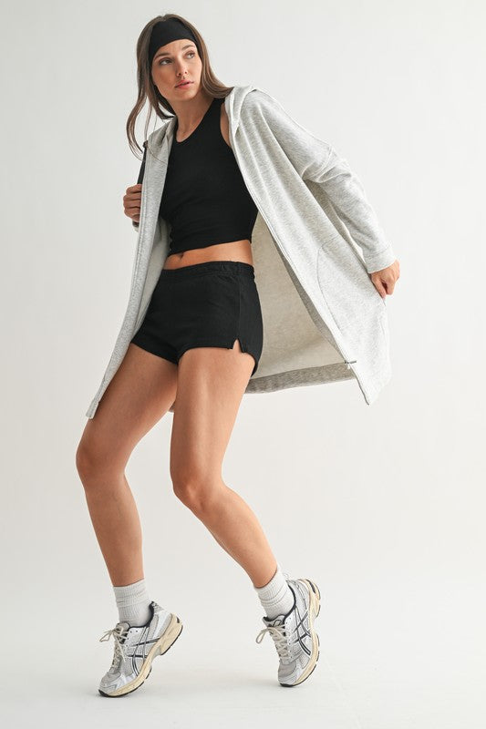 Longline Zip-up Jacket With Hood