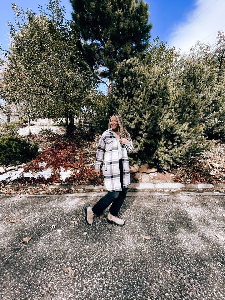 Ava Oversized Shacket (Navy/Pink)