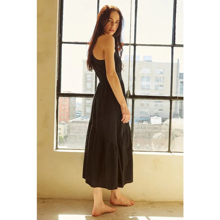Leda One-Shoulder Linen Midi Dress