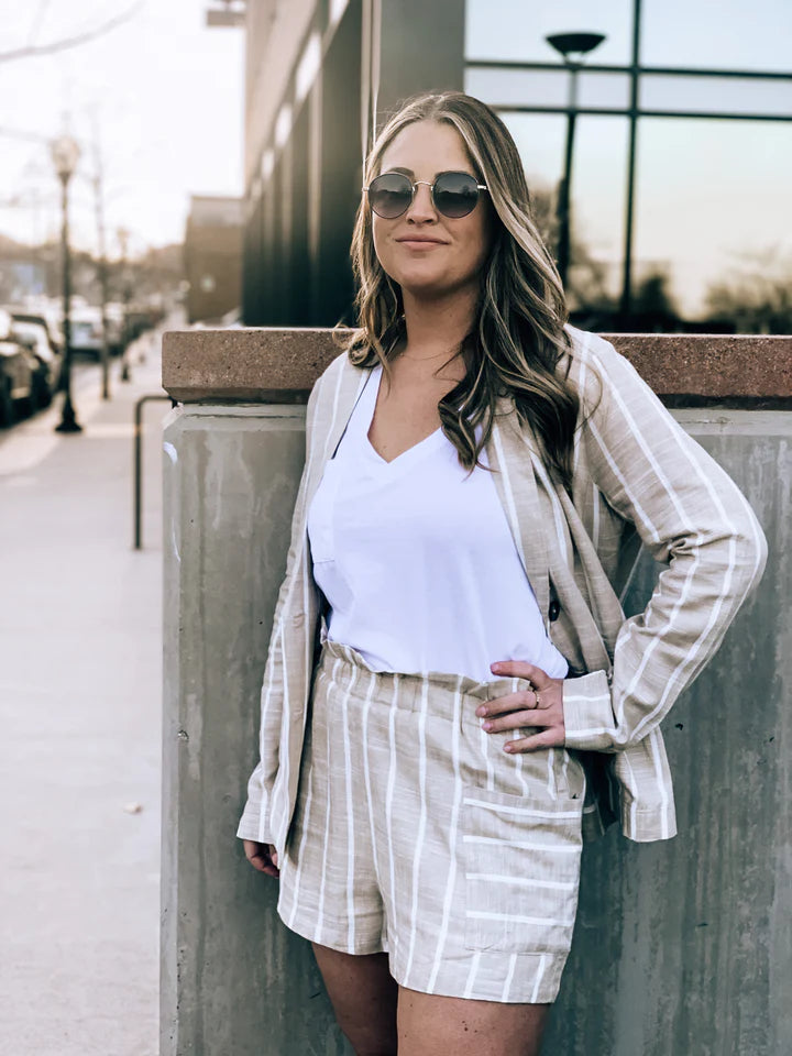 Nichole Front Pocket Striped Shorts