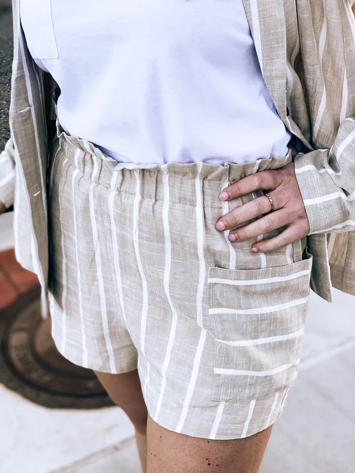 Nichole Front Pocket Striped Shorts