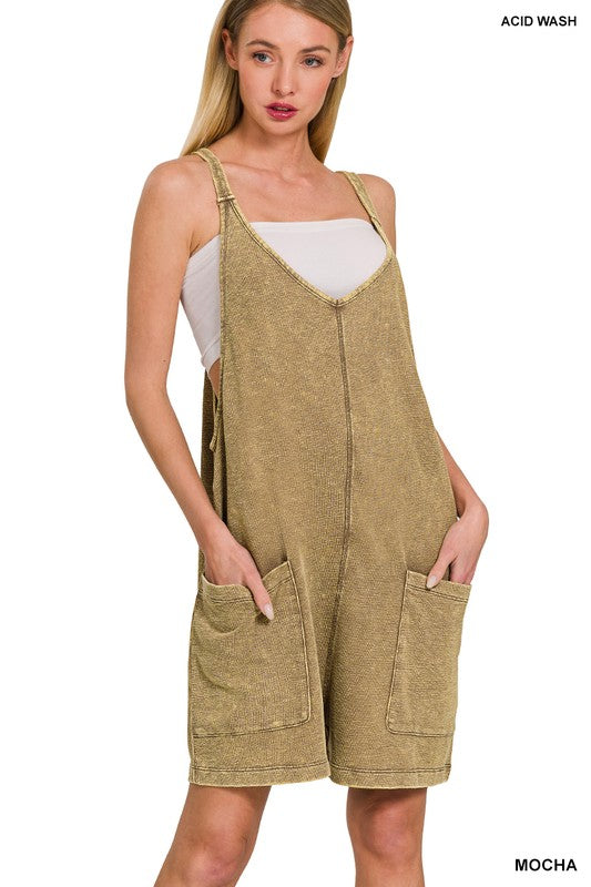 Acid Washed Knit Romper