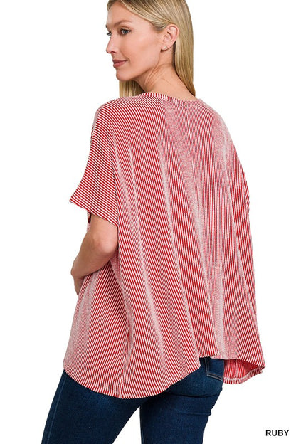 Corded Rib Oversized Short Sleeve Top