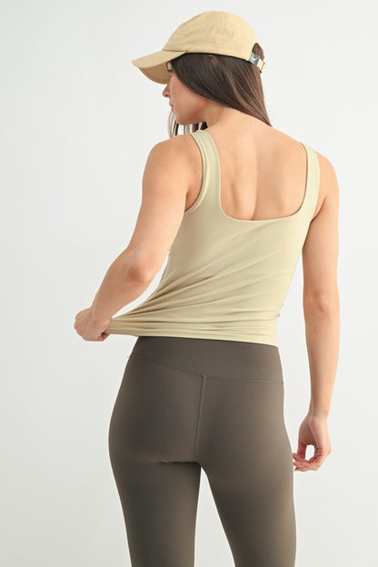 Lycra-Blend Square Neck Active Tank