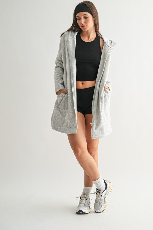 Longline Zip-up Jacket With Hood