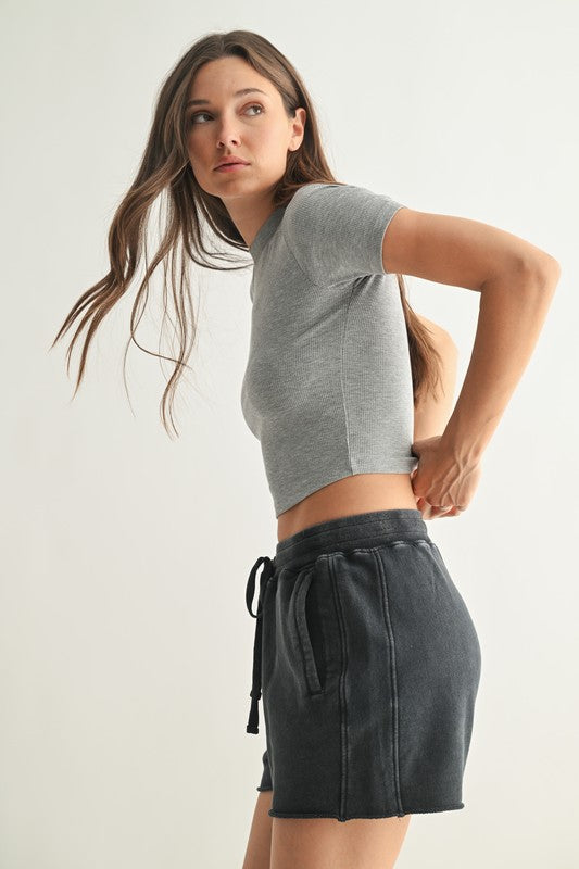 Essential Micro-ribbed Cropped Athleisure Tee