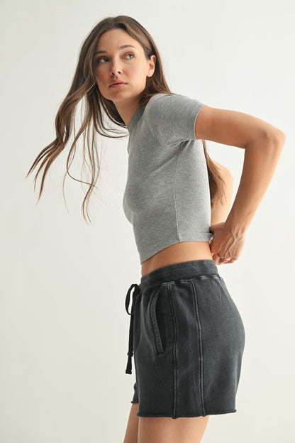 Essential Micro-ribbed Cropped Athleisure Tee
