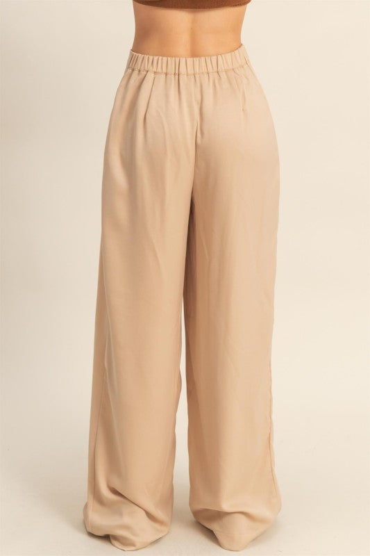 Wide-leg Palazzo Pants With Pleated Detail