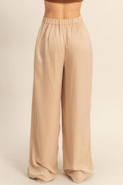 Wide-leg Palazzo Pants With Pleated Detail