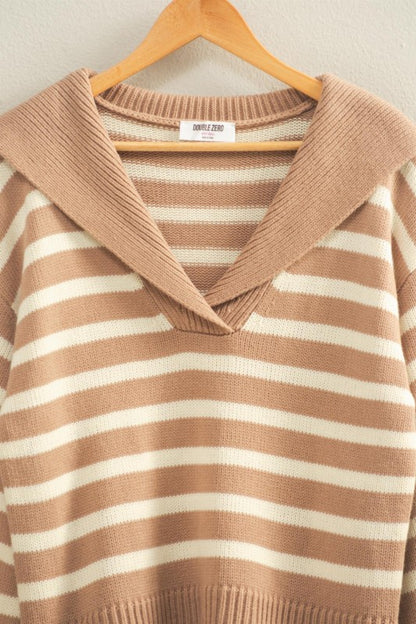Striped Knit Sailor Collar Sweater