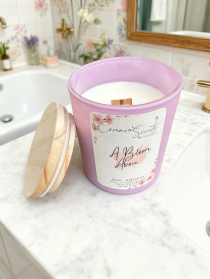 Soft Crackling Wood Wick Soy Wax Candles (A Bloom Above)