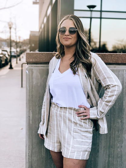 Nichole Front Pocket Striped Shorts