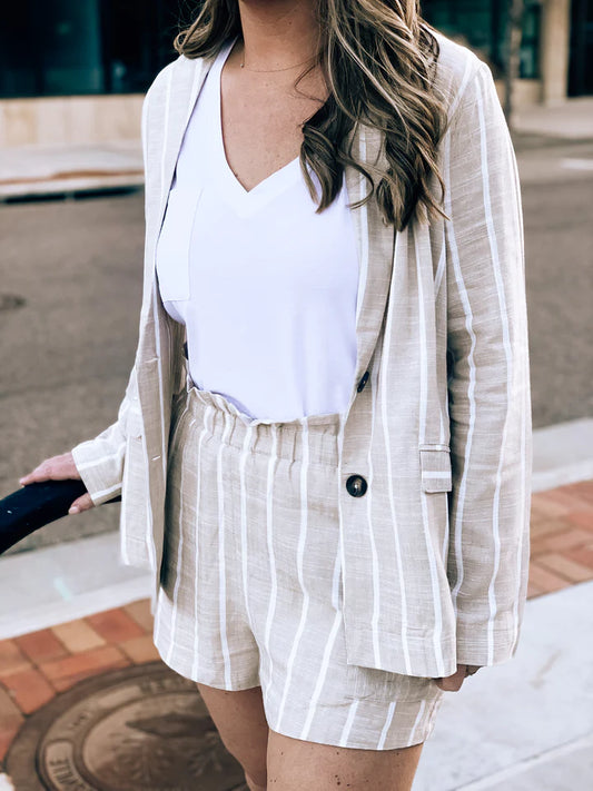 Nichole Front Pocket Striped Shorts