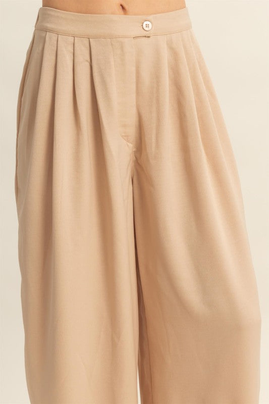 Wide-leg Palazzo Pants With Pleated Detail