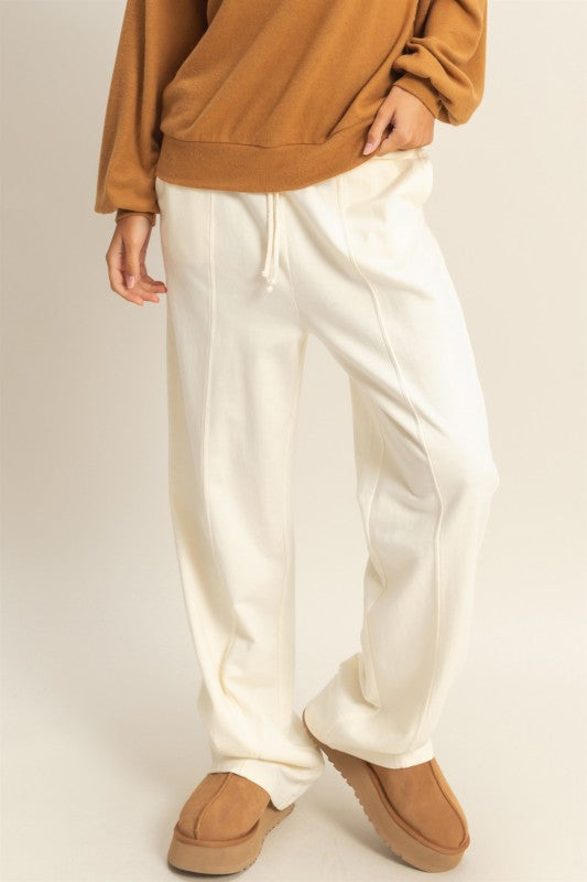 Basics High-waisted Straight-cut Drawstring Pants